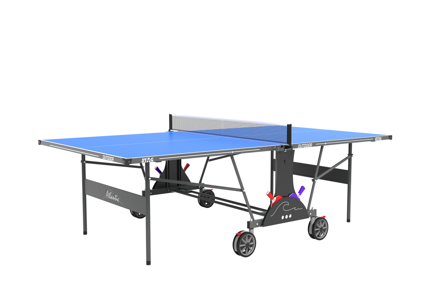 STAG GLOBAL Atlantic TT Table | 4 mm Top | Outdoor Table Tennis Table with Playback & Locking Wheels